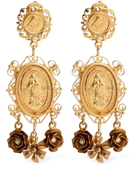 Votive medal pendant earrings