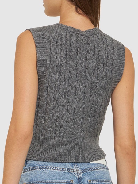 Embellished cropped knit vest