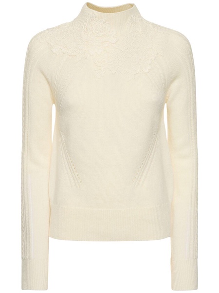 Embroidered knit t-neck sweater