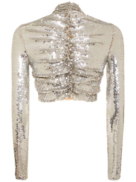 LVR Exclusive sequined jersey crop top