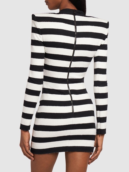 Striped cotton blend jersey mini dress