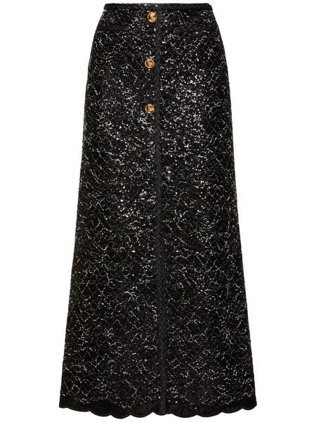 Sequined tweed midi skirt