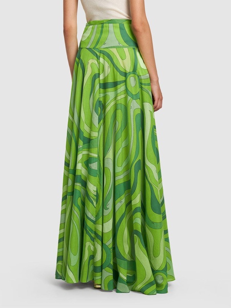 Marmo printed cotton muslin maxi skirt