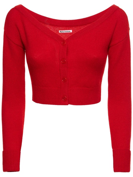 Millie cashmere off-he-shoulder cardigan