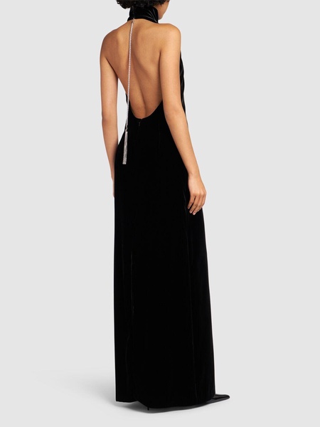 Armida velvet halter neck long dress