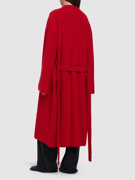 Ghali belted cashmere knit long coat