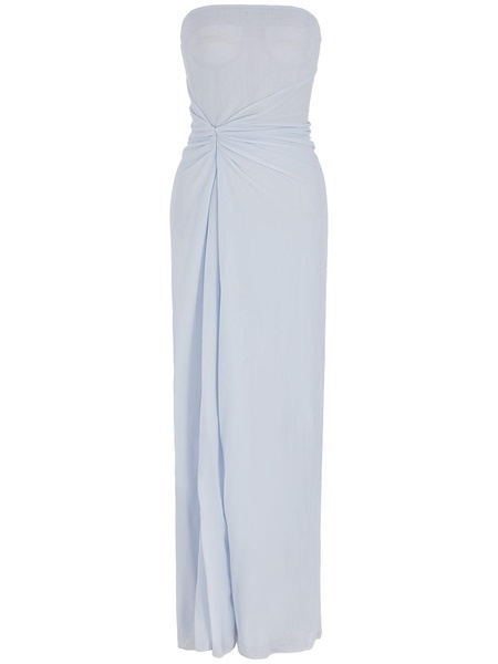 Strapless draped jersey long dress