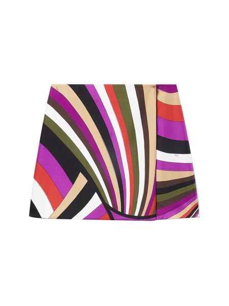 Printed silk twill mini skirt