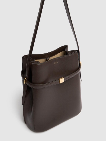 Belted nappa leather bucket bag