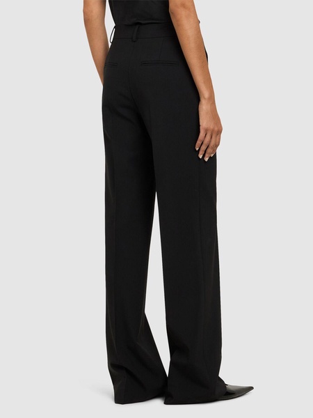 Stretch wool straight pants