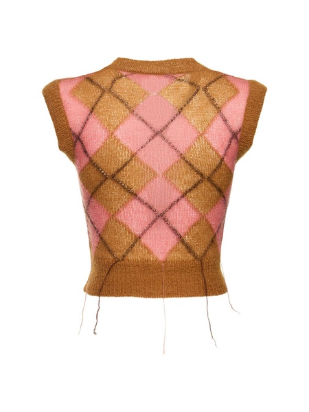 Mohair blend intarsia v neck vest