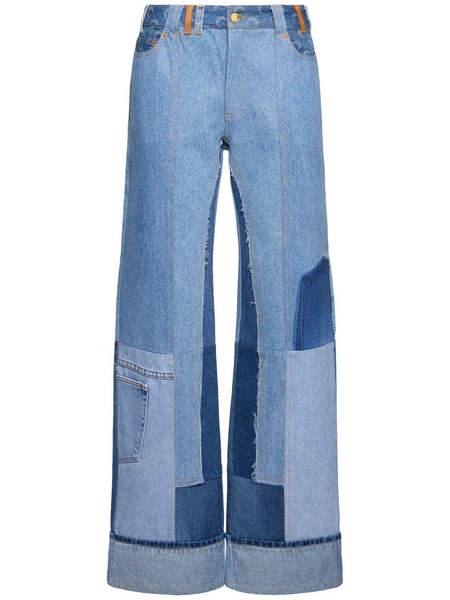 Upcycled mid rise wide jeans