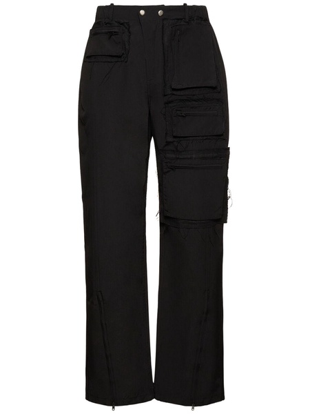 Raw edge cotton blend cargo pants