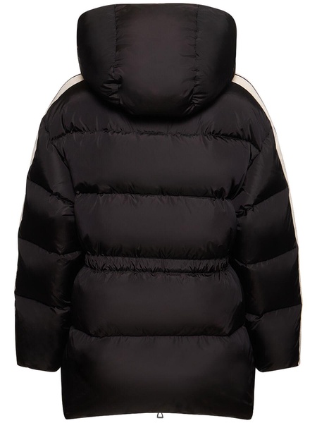 Belted nylon down jacket