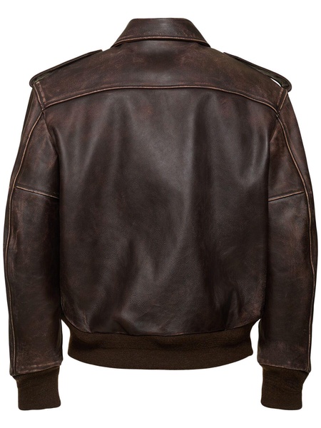 Leather bomber jacket