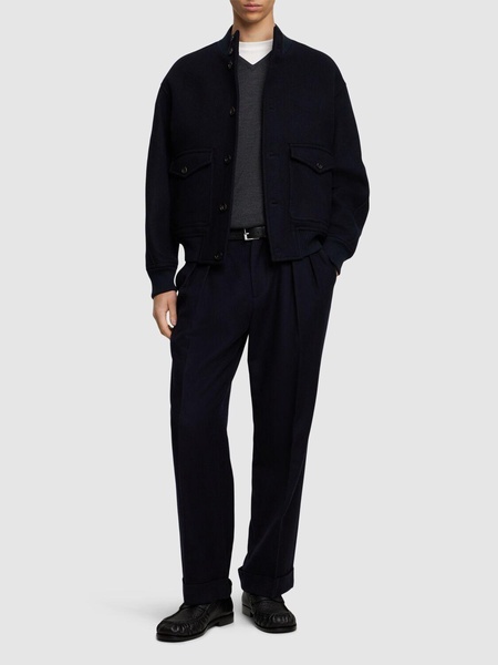 Cuffed two-tuck wool pants