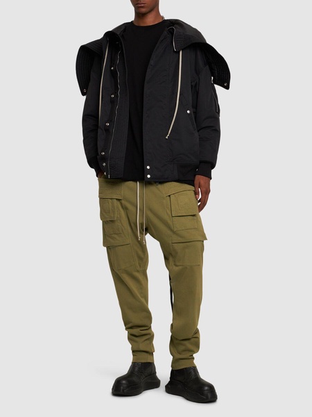 Hooded nylon bomber jacket