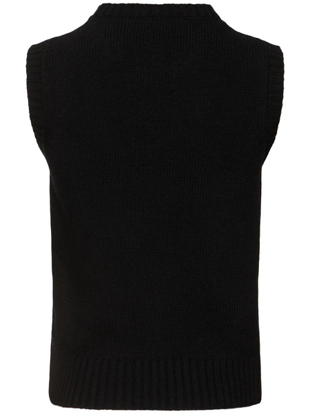 Embellished sleeveless wool knit top