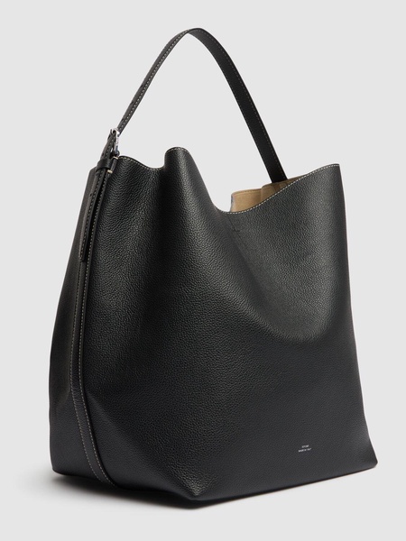 Belted grain leather tote bag