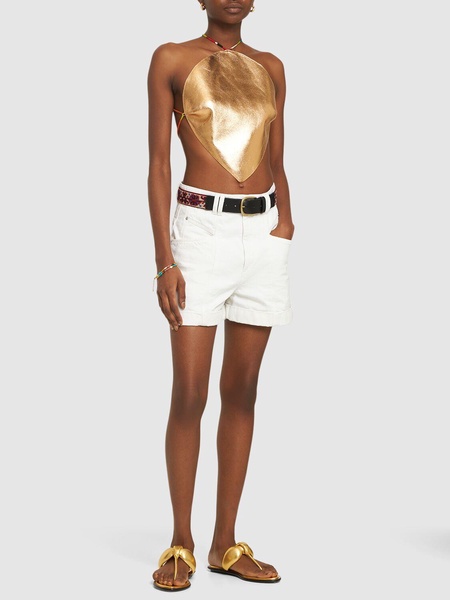 Leather gold drop crop top