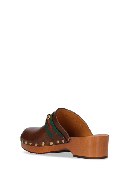 Leather slide sandals