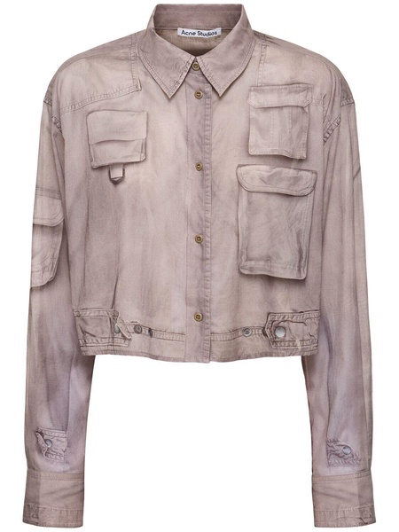 Cotton voile crop cargo shirt