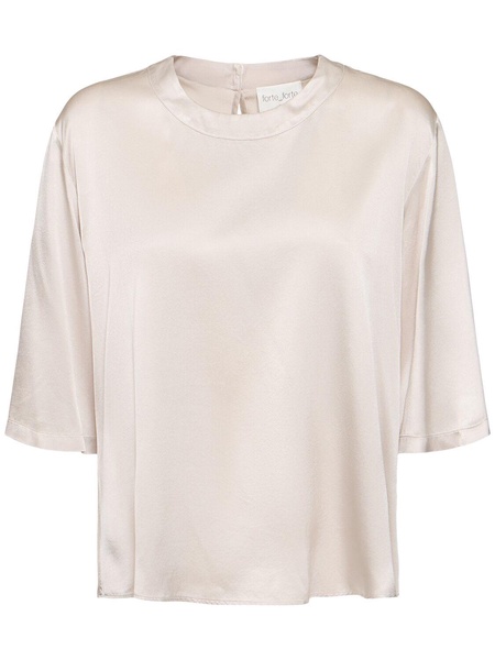 Stretch heavy silk satin t-shirt