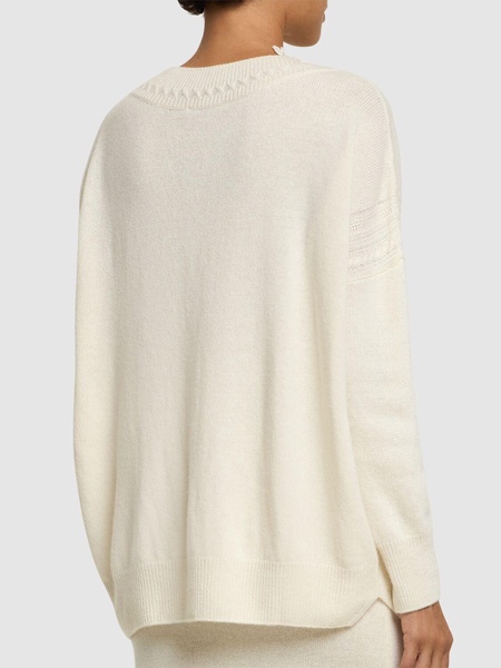 Embroidered knit v-neck sweater