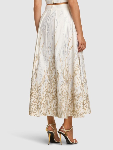 Embroidered cotton maxi skirt