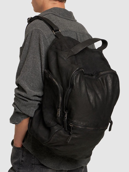 Brushed leather weekend backpack