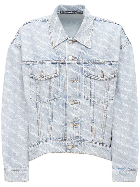 Logo printed cotton denim jacket