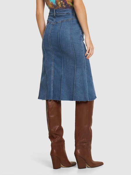 Juliana fluted denim midi skirt