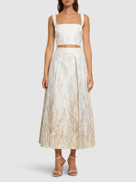 Embroidered cotton maxi skirt