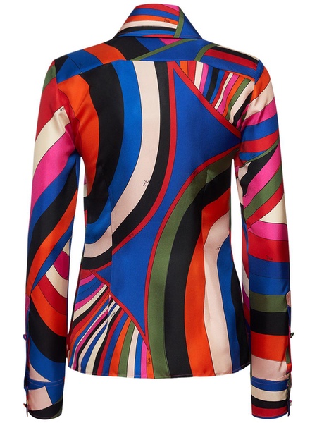 Printed silk long sleeve shirt