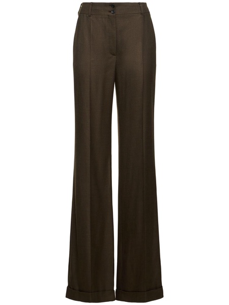 Flared viscose twill pants