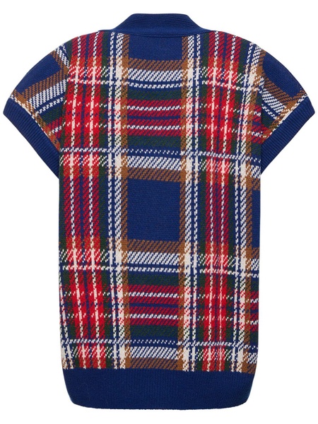 Gilette check wool short-sleeve sweater