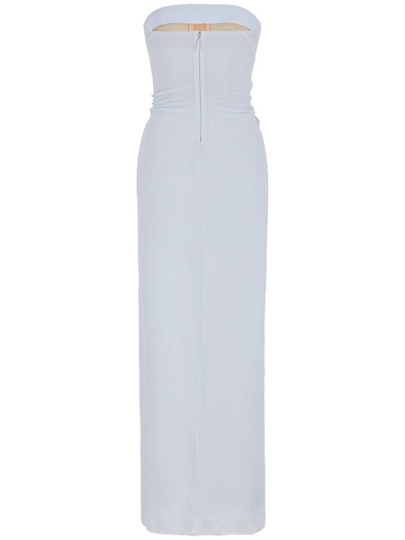 Strapless draped jersey long dress