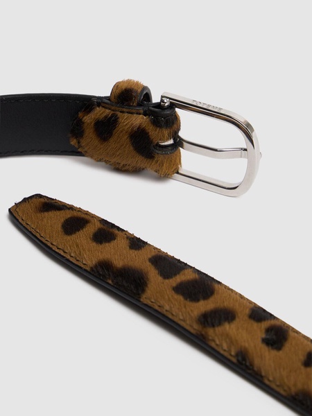 Leopard printed ponyskin belt