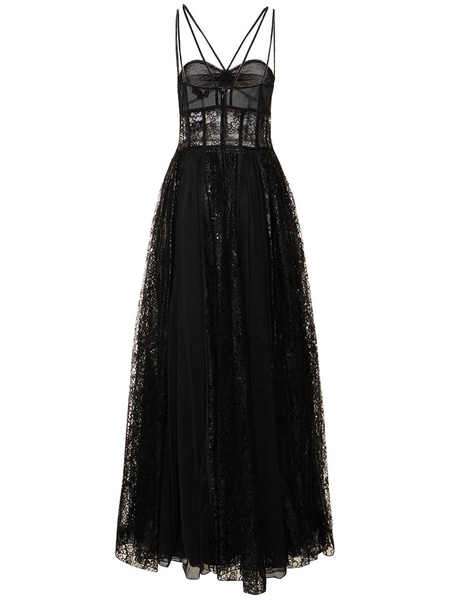 Coated lace corset long dress