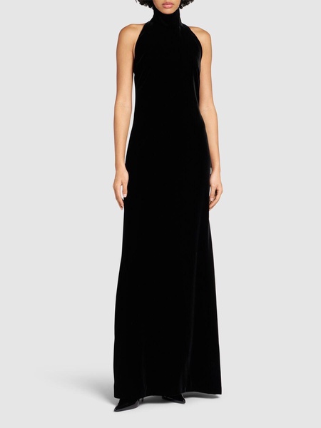 Armida velvet halter neck long dress