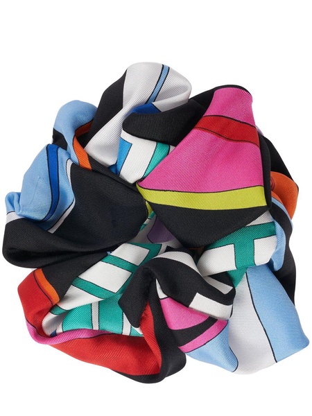 Medium printed silk twill scrunchie