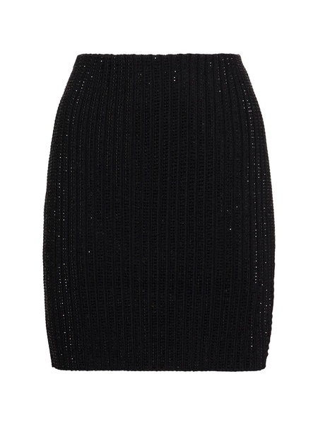 Embellished knit mini skirt