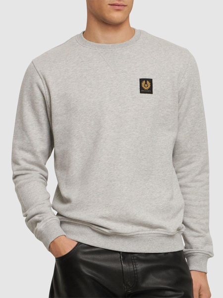 Logo cotton fleece crewneck sweatshirt