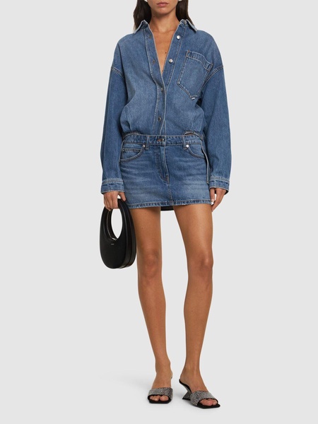 Long sleeve denim mini dress