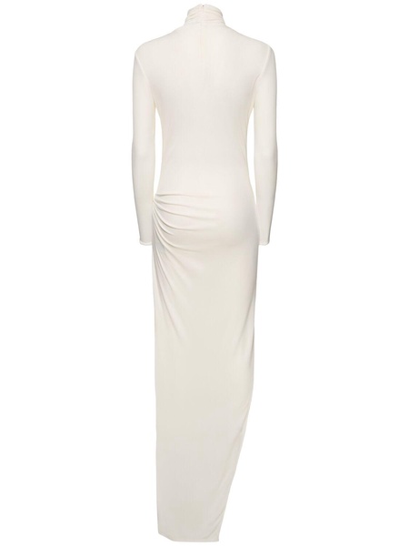 Tucked sheath crepe jersey long dress