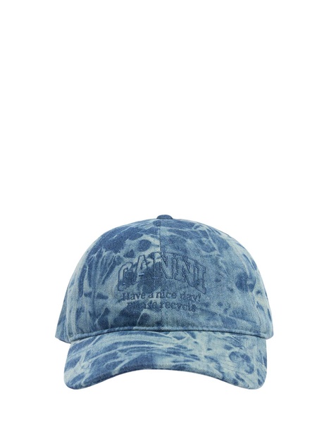 Ganni Logo Embroidered Denim Baseball Cap