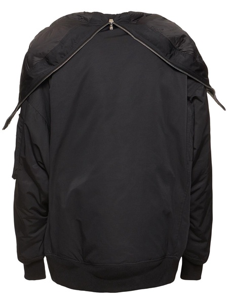 Hooded nylon bomber jacket