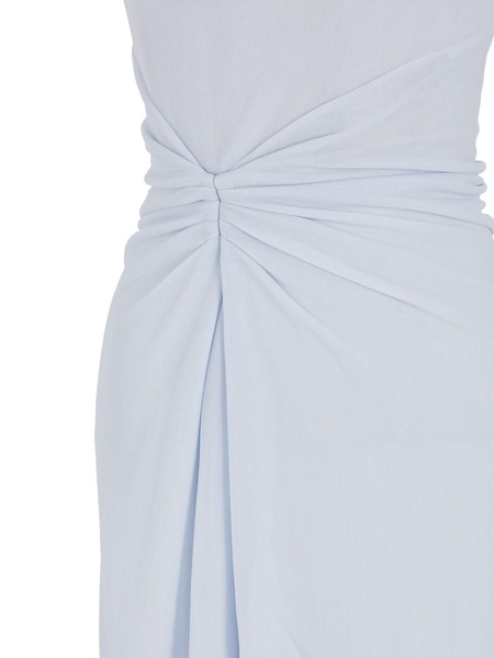 Strapless draped jersey long dress