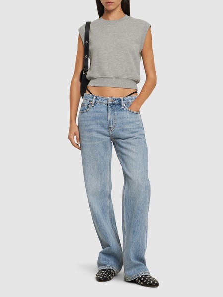 Mid rise relaxed cotton denim jeans