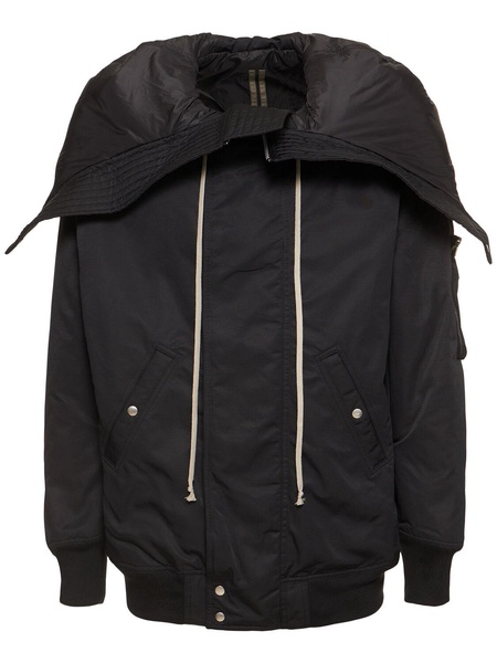 Hooded nylon bomber jacket